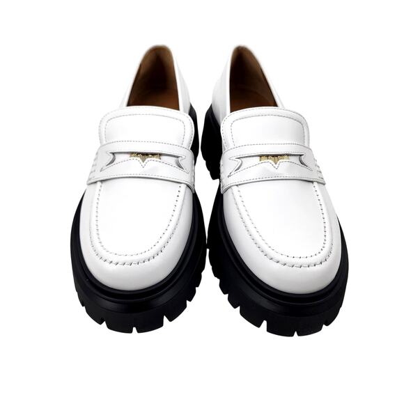 Maje Women's White Leather Chunky Platform Lug Loafers French Size 38/ US 7.5 - Picture 7 of 7